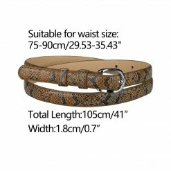 Allegra K Pin Buckle Faux Leather Belts Skinny Snakeskin Embossed Belts For Women