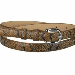 Allegra K Pin Buckle Faux Leather Belts Skinny Snakeskin Embossed Belts For Women