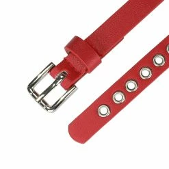Allegra K Grommet Belt Leather Skinny Plus Size Waist Belts For Women Punk Rock Style Accessories