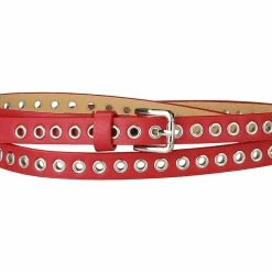 Allegra K Grommet Belt Leather Skinny Plus Size Waist Belts For Women Punk Rock Style Accessories