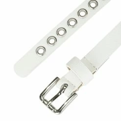 Allegra K Grommet Belt Leather Skinny Plus Size Waist Belts For Women Punk Rock Style Accessories