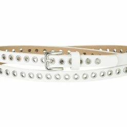 Allegra K Grommet Belt Leather Skinny Plus Size Waist Belts For Women Punk Rock Style Accessories