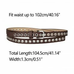 Allegra K Grommet Belt Leather Skinny Plus Size Waist Belts For Women Punk Rock Style Accessories