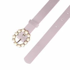 Allegra K Accessories Womens Pearl Waistband Skinny Leather Adjustable Pin Buckle Belt For Jeans Dresses Pants