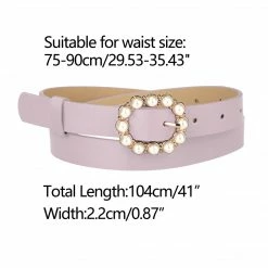 Allegra K Accessories Womens Pearl Waistband Skinny Leather Adjustable Pin Buckle Belt For Jeans Dresses Pants