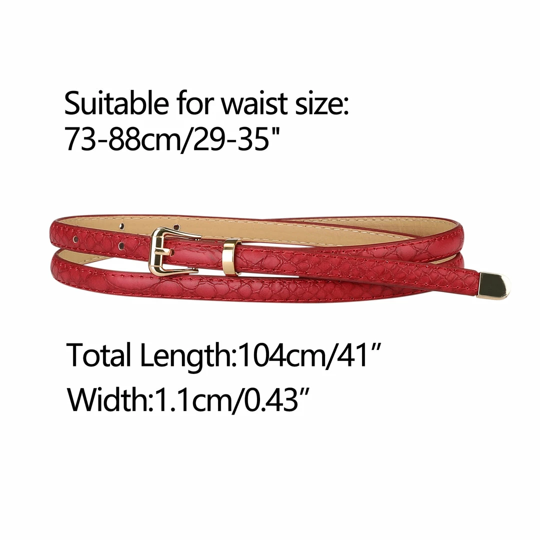 Allegra K Womens Skinny Embossed Leather Belts Alloy Pin Buckle Belt For Jeans Dresses Pants 18 Allegra K Womens Skinny Embossed Leather Belts Alloy Pin Buckle Belt For Jeans Dresses Pants