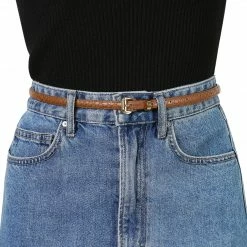 Allegra K Womens Skinny Embossed Leather Belts Alloy Pin Buckle Belt For Jeans Dresses Pants 59 Allegra K Womens Skinny Embossed Leather Belts Alloy Pin Buckle Belt For Jeans Dresses Pants