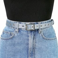 Allegra K Womens Grommet Belt Faux Leather Adjustable Waist Strap Belts For Jeans Pants Accessories