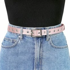 Allegra K Womens Grommet Belt Faux Leather Adjustable Waist Strap Belts For Jeans Pants Accessories