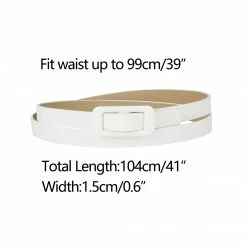 Allegra K Accessories Thin Nonporous Waist Belt Rectangle Buckle Plus Size Belts For Jeans Dress