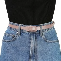 Allegra K Accessories Thin Nonporous Waist Belt Rectangle Buckle Plus Size Belts For Jeans Dress