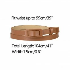Allegra K Accessories Thin Nonporous Waist Belt Rectangle Buckle Plus Size Belts For Jeans Dress