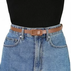 Allegra K Accessories Thin Nonporous Waist Belt Rectangle Buckle Plus Size Belts For Jeans Dress