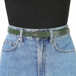 Allegra K Women's Skinny Waist Belts Single Pin Buckle Cute Animal Printed Pants Dress Thin Faux Leather Belt Accessories