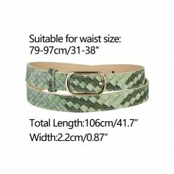 Allegra K Accessories Ladies Faux Leather Belts Metal Pin Buckle Woven Pattern Waist Belts For Jeans Dress