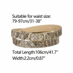 Allegra K Accessories Ladies Faux Leather Belts Metal Pin Buckle Woven Pattern Waist Belts For Jeans Dress