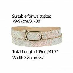 Allegra K Accessories Ladies Faux Leather Belts Metal Pin Buckle Woven Pattern Waist Belts For Jeans Dress
