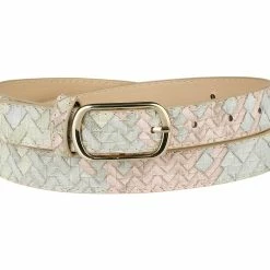 Allegra K Accessories Ladies Faux Leather Belts Metal Pin Buckle Woven Pattern Waist Belts For Jeans Dress