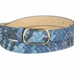 Allegra K Accessories Ladies Faux Leather Belts Metal Pin Buckle Woven Pattern Waist Belts For Jeans Dress