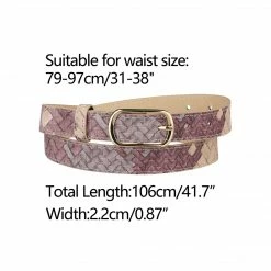 Allegra K Accessories Ladies Faux Leather Belts Metal Pin Buckle Woven Pattern Waist Belts For Jeans Dress
