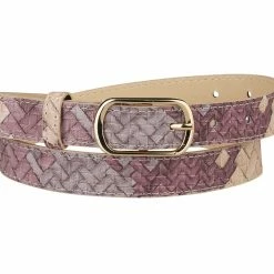 Allegra K Accessories Ladies Faux Leather Belts Metal Pin Buckle Woven Pattern Waist Belts For Jeans Dress