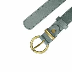 Allegra K Accessories Women PU Leather Belts Bronze Metal Pin Buckle Thin Waist Belts For Jeans Dress