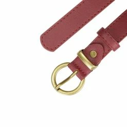 Allegra K Accessories Women PU Leather Belts Bronze Metal Pin Buckle Thin Waist Belts For Jeans Dress