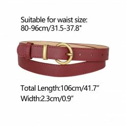 Allegra K Accessories Women PU Leather Belts Bronze Metal Pin Buckle Thin Waist Belts For Jeans Dress
