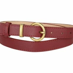 Allegra K Accessories Women PU Leather Belts Bronze Metal Pin Buckle Thin Waist Belts For Jeans Dress