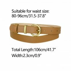 Allegra K Accessories Women PU Leather Belts Bronze Metal Pin Buckle Thin Waist Belts For Jeans Dress