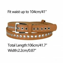 Allegra K Women Grommet Belt PU Leather Metal Buckle Skinny Waist Hollow Belts Accessories