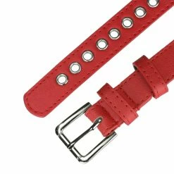 Allegra K Women Grommet Belt PU Leather Metal Buckle Skinny Waist Hollow Belts Accessories