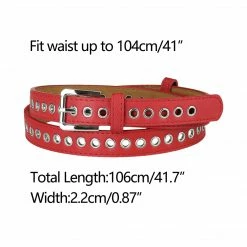 Allegra K Women Grommet Belt PU Leather Metal Buckle Skinny Waist Hollow Belts Accessories