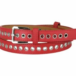 Allegra K Women Grommet Belt PU Leather Metal Buckle Skinny Waist Hollow Belts Accessories