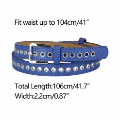 Allegra K Women Grommet Belt PU Leather Metal Buckle Skinny Waist Hollow Belts Accessories