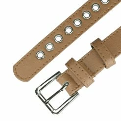 Allegra K Women Grommet Belt PU Leather Metal Buckle Skinny Waist Hollow Belts Accessories