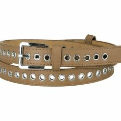 Allegra K Women Grommet Belt PU Leather Metal Buckle Skinny Waist Hollow Belts Accessories