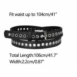 Allegra K Women Grommet Belt PU Leather Metal Buckle Skinny Waist Hollow Belts Accessories