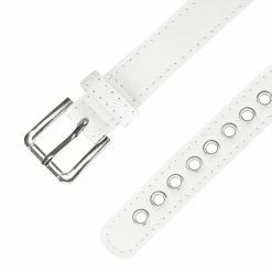 Allegra K Women Grommet Belt PU Leather Metal Buckle Skinny Waist Hollow Belts Accessories