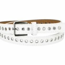 Allegra K Women Grommet Belt PU Leather Metal Buckle Skinny Waist Hollow Belts Accessories