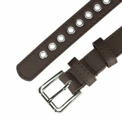 Allegra K Women Grommet Belt PU Leather Metal Buckle Skinny Waist Hollow Belts Accessories