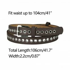 Allegra K Women Grommet Belt PU Leather Metal Buckle Skinny Waist Hollow Belts Accessories