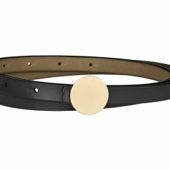 Allegra K Faux Leather Skinny Belt For Women Round Metal Buckle Waist Belts For Jeans Dress Accessories