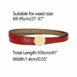 Allegra K Faux Leather Skinny Belt For Women Round Metal Buckle Waist Belts For Jeans Dress Accessories