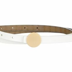 Allegra K Faux Leather Skinny Belt For Women Round Metal Buckle Waist Belts For Jeans Dress Accessories