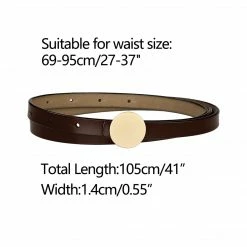 Allegra K Faux Leather Skinny Belt For Women Round Metal Buckle Waist Belts For Jeans Dress Accessories