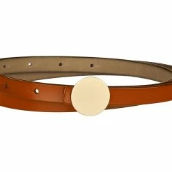 Allegra K Faux Leather Skinny Belt For Women Round Metal Buckle Waist Belts For Jeans Dress Accessories