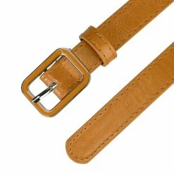 Allegra K Thin Waist Belts For Women Rectangle Pin Buckle Skinny Leather Belt For Pants Dress