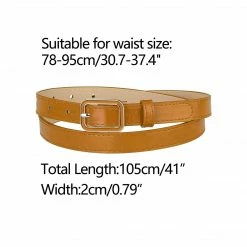 Allegra K Thin Waist Belts For Women Rectangle Pin Buckle Skinny Leather Belt For Pants Dress