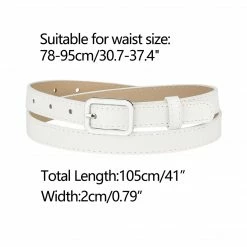 Allegra K Thin Waist Belts For Women Rectangle Pin Buckle Skinny Leather Belt For Pants Dress